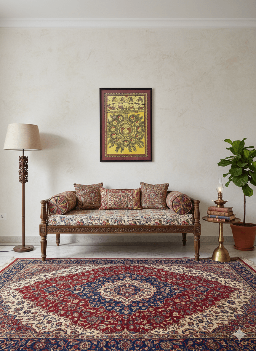 Madhubani Painting Yellow Red