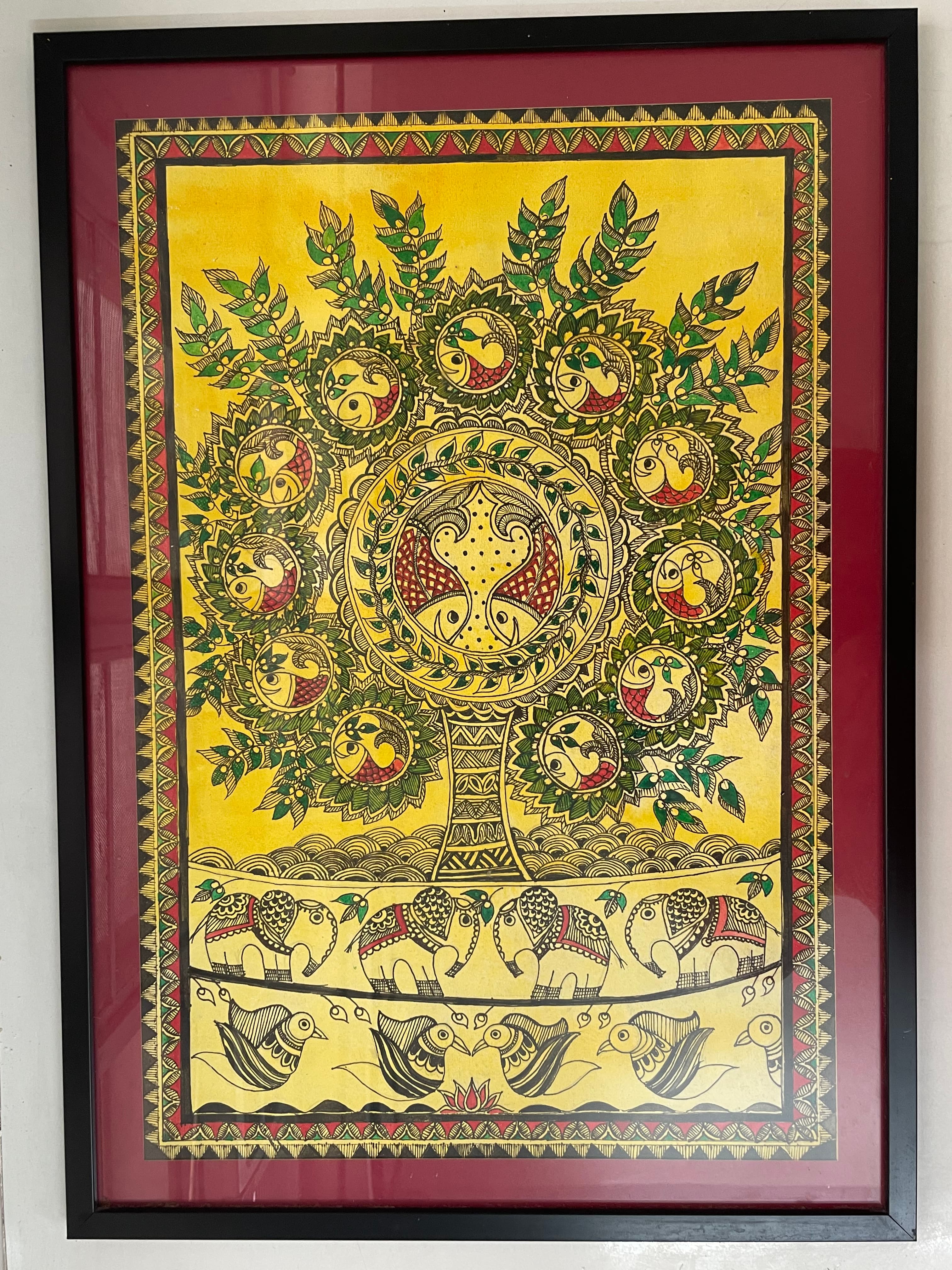 Madhubani Painting Yellow/Red